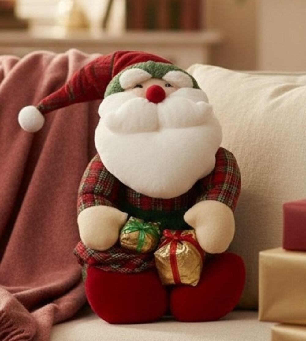 Vintage International Silver Co Puffy Nylon Santa Claus Christmas Plush 15" Tall